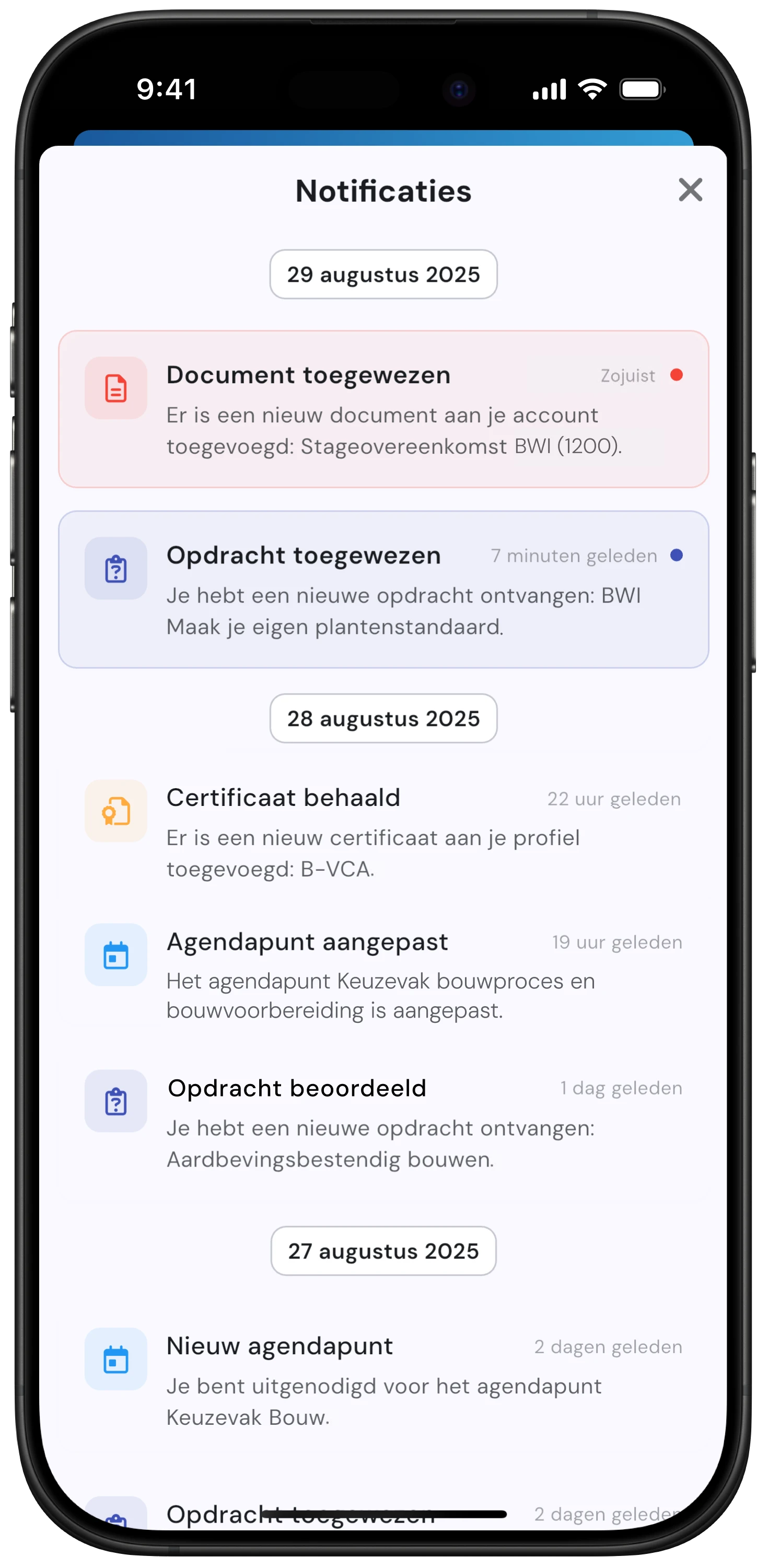 Notificaties ontvangen in sam/sam student app - hybride educatie, meldingen en communicatie